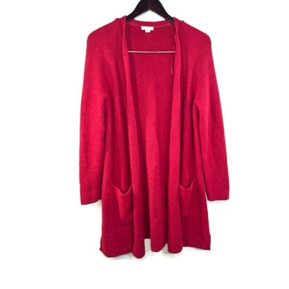 J.Jill Women's‎ Knit Cardigan Womens  Size S Red Open Front Stretch Relaxed
